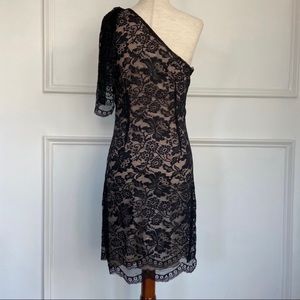 Chelsea & Violet Black Lace dress one shoulder M